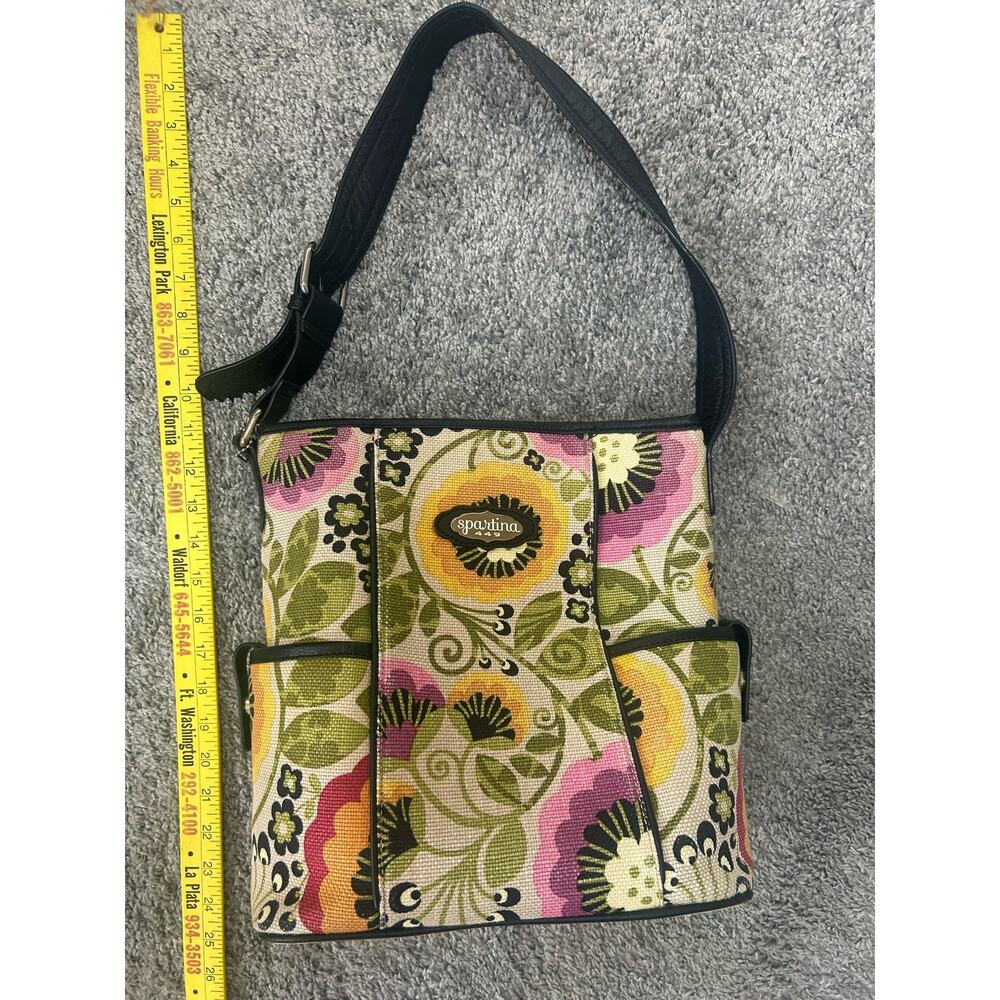 Spartina 449 Daufuskie Island Linen Leather Tote Purse Floral - Picture 12 of 13
